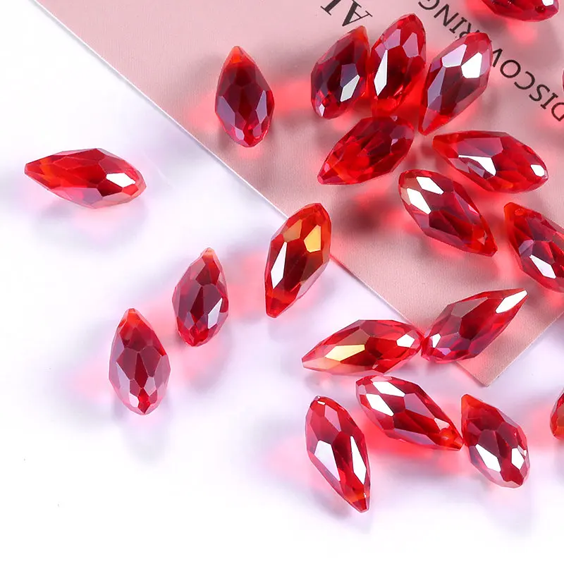 50pcs Multicolor Crystal teardrop Beads cross hole waterdrop Faceted glass bead for jewelry making Necklace bracelet earring DIY