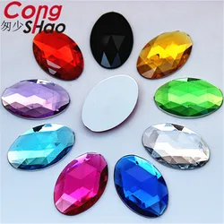 Cong Shao 50 PZ 20*30mm Cristallo Colorato Acrilico Ovale Strass Flatback Pietra Per Il Costume Bottone Artigianato Decorazione FAI DA TE YB319