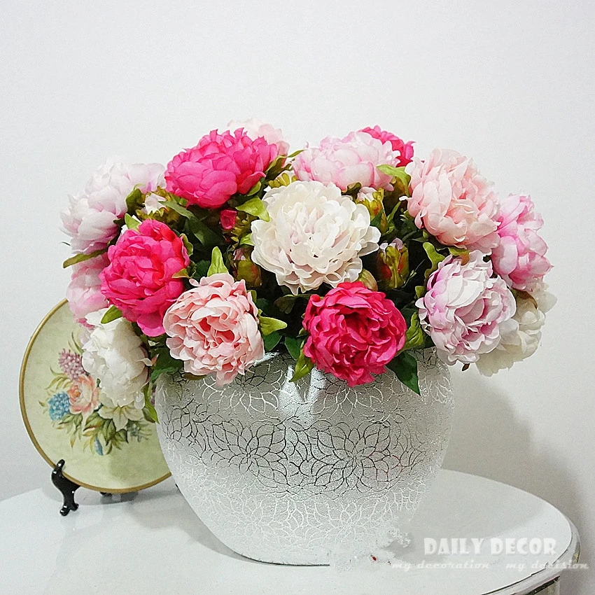 

10pcs/lot ! wholesale nice Fake small 2 heads peony flower Artificial Silk Flowers for Home / Christmas / Wedding Decoration