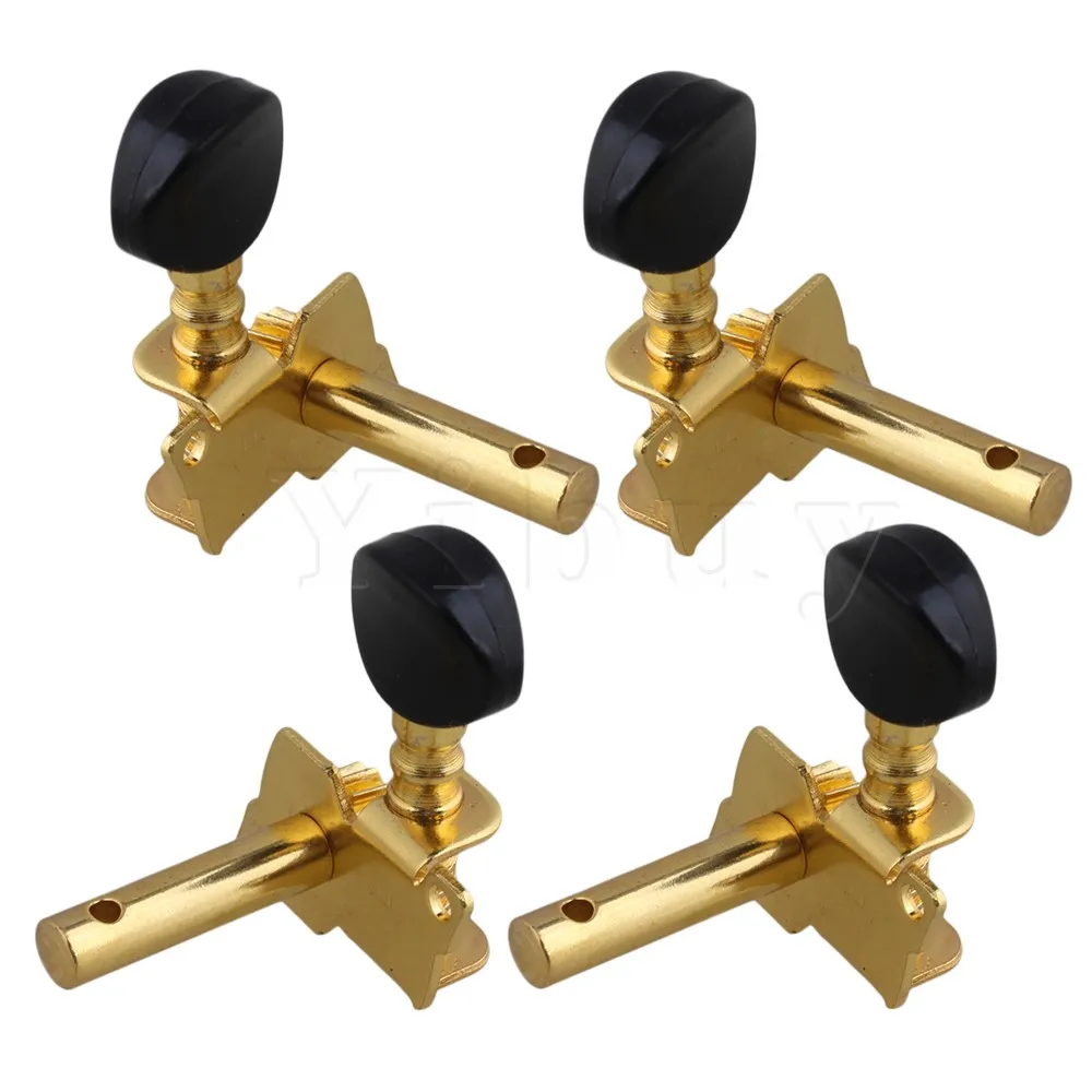 Yibuy Gold-plated 2R2L Tuning Peg Machine Head TUNERS for UKULELE Concave Button