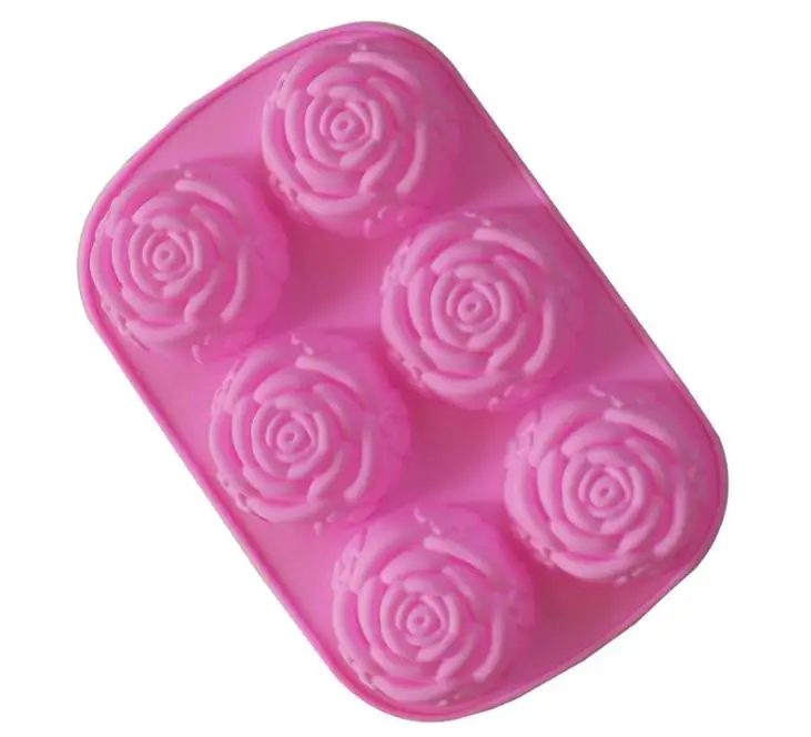 

200pcs/lot DIY silicone mold 6 lattices rose cake pudding molds soap molds Free shipping SN583