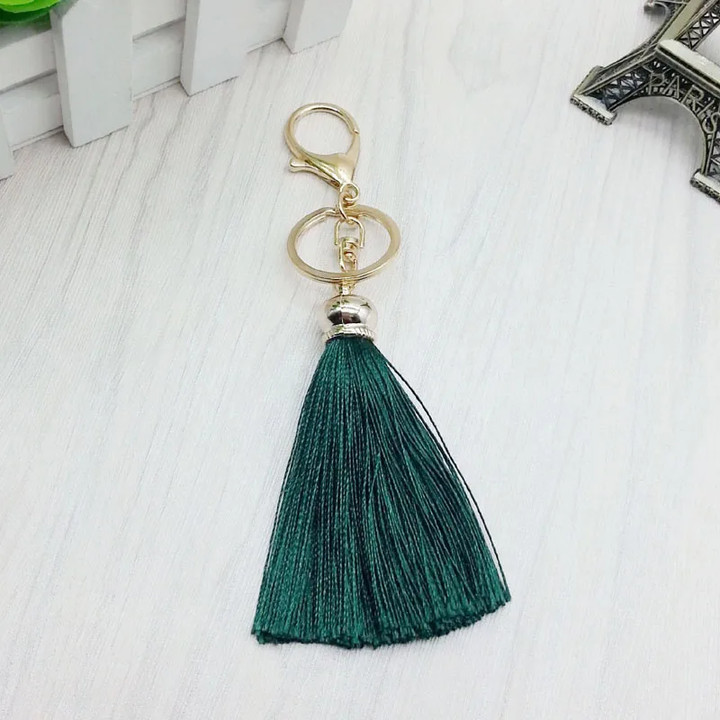 2 Piece/Lot Silk Tassels Key Chain Cute Car Keychain For Women Bag Charm key ring Accessory jewelry 16023