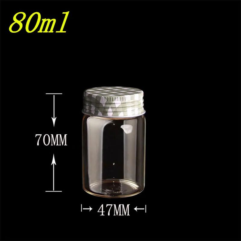 47*70*34mm 80ml Glass Bottles Screw Cap Silicone Stopper Leakproof Empty Jars Glass Transparent Bottle Food Liquid Bottles 12pcs