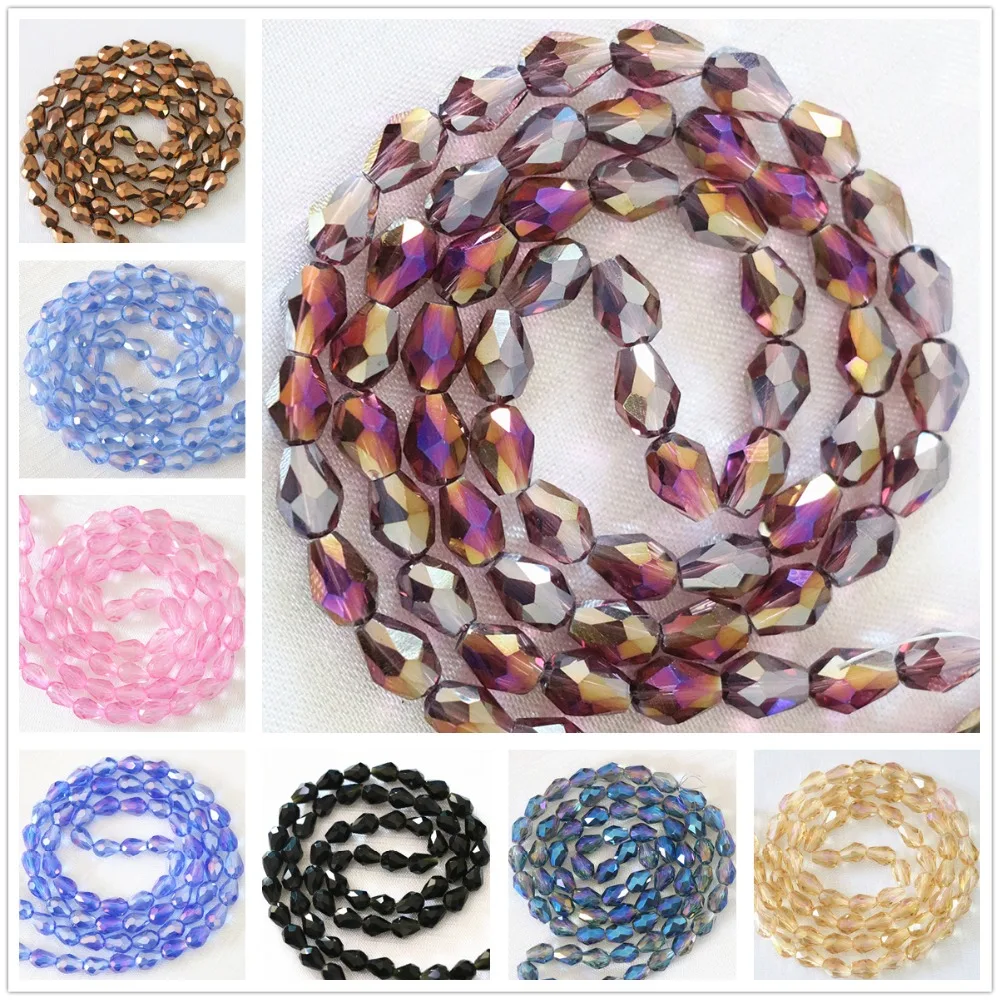 New popular teardrop faceted crystal 8x11mm glass quartz newly jewelry accessories loose beads 60pcs B1174