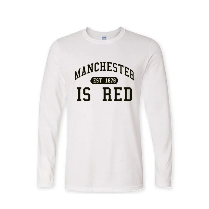 Autumn Fashion Style United Kingdom Red Letter Printed Cotton Long Sleeves T Shirts Men Manchester Tops Tees