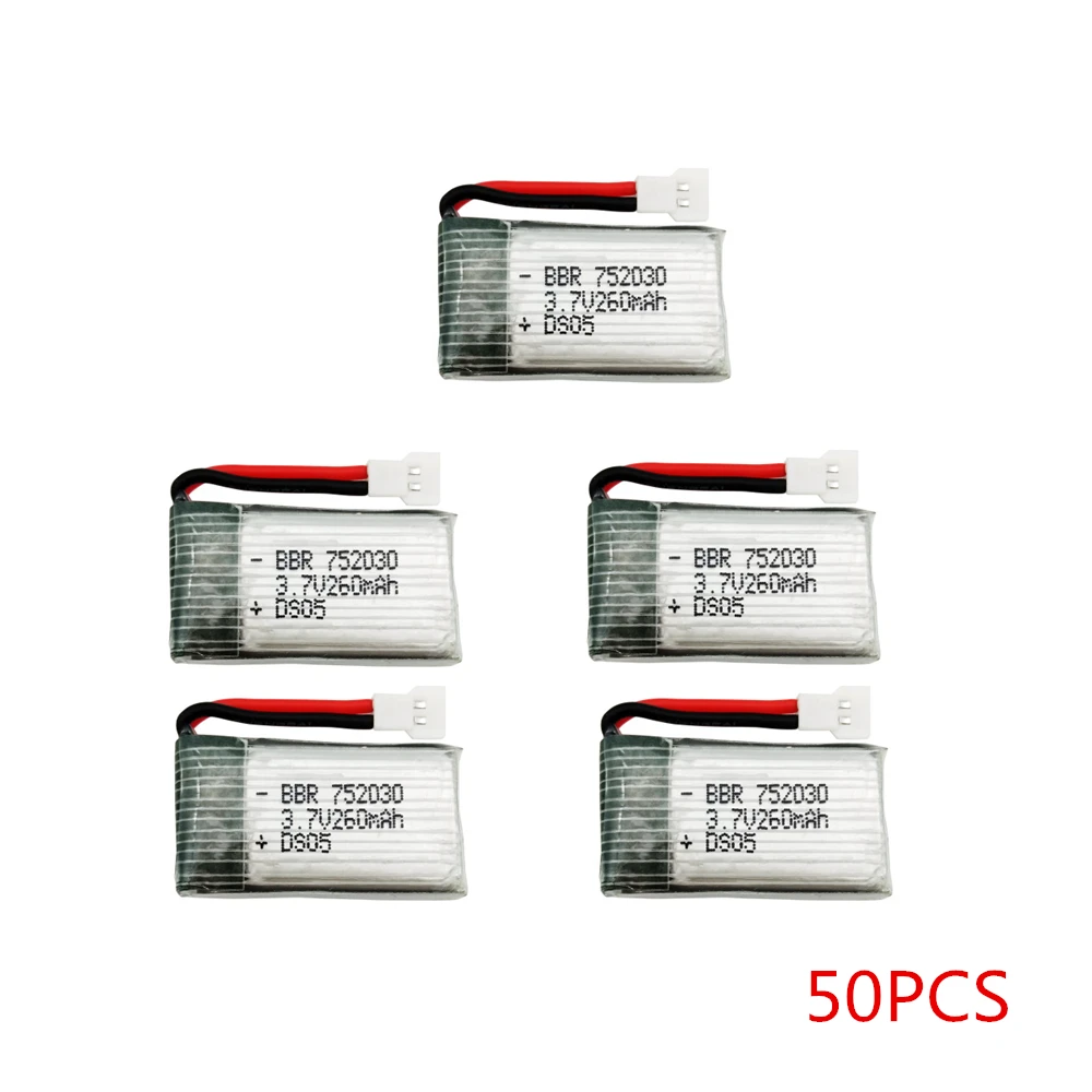 

50pcs 3.7V 260mAh Drone Lipo Battery For RC H48 H8 Mini H8 RC Quadcopter Parts 751732 Upgrade Capacity Battery