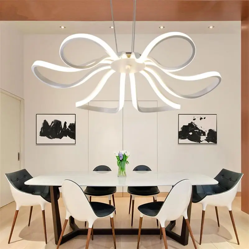 

Aluminum Flower Shape Pendant Lights Dining Room Kitchen Bar Restaurant Bedside Bedroom Hang Lamp Home Dimmable Nordic Droplight