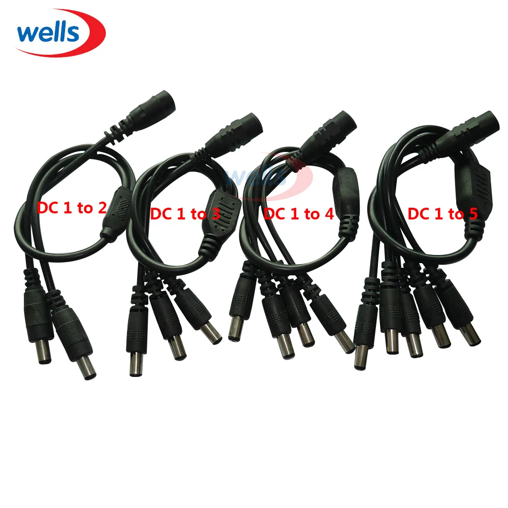 1pcs DC 1 Female To 2 3 4 5 6 Male Plug Power Cord Adapter Fast LED Connector Cable Splitter for 5V 12V 24V LED Strip