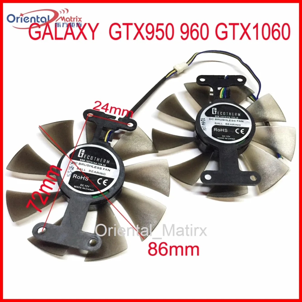 

Free Shipping 2pcs/Lot 86mm VGA Fan 4Pin For GALAXY GTX950 GTX960 GTX1060 Graphics Card Cooler Cooling Fan