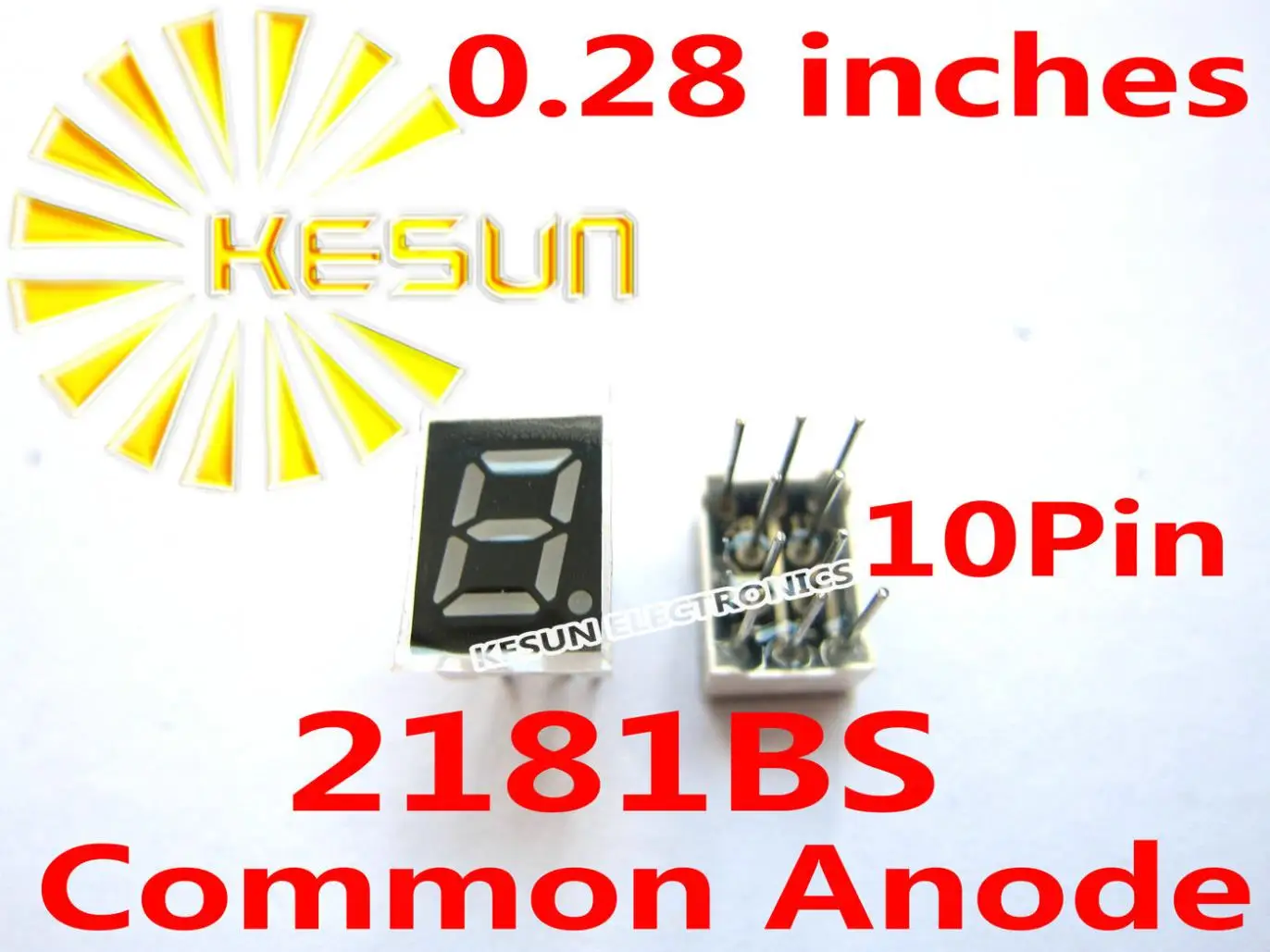 100PCS x 0.28 inches Red 2181AS 2181BS 10Pin Common Anode/Cathode Single Digital Tube LED Display Module