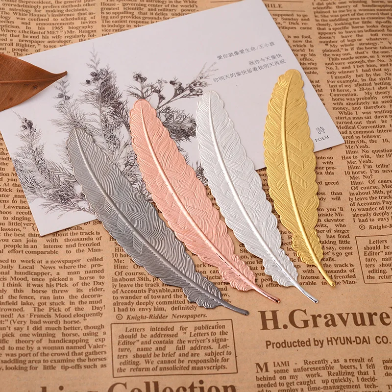 Creative metal silver plated Feather bookmark Chinese style vintage page marker nice cool book markers school supplies