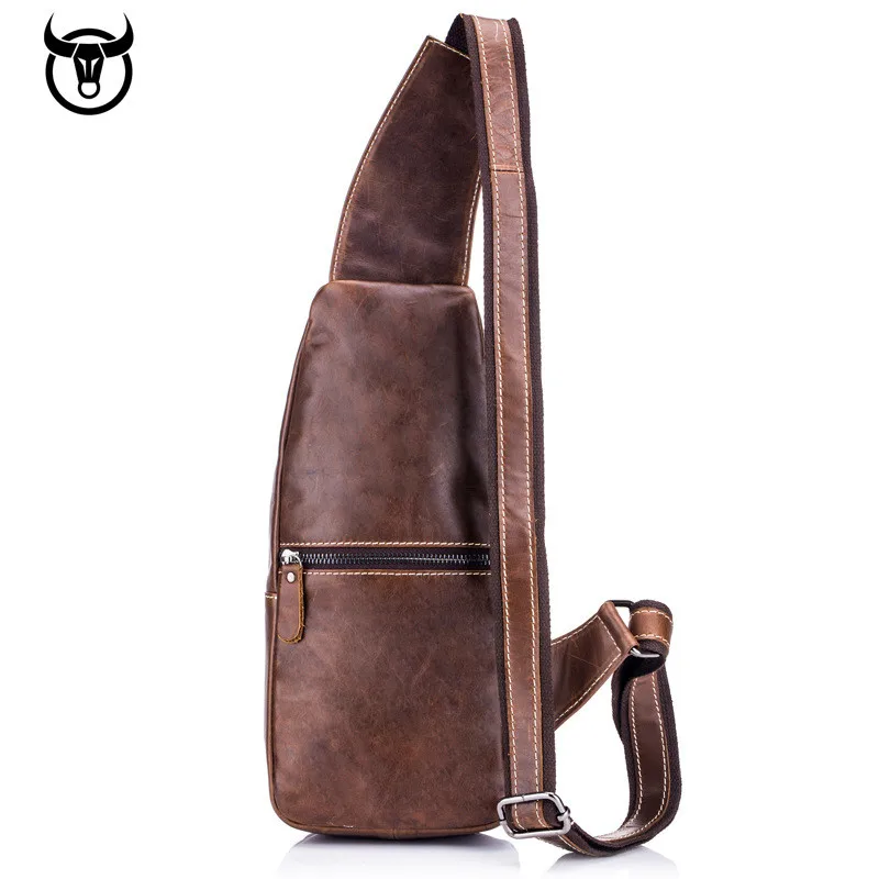 Homens de Couro Genuíno Bolsa de Peito Crossbody, Sacos De Ombro, Pacote Diagonal, Messenger Bag, Couro, Marca Designer