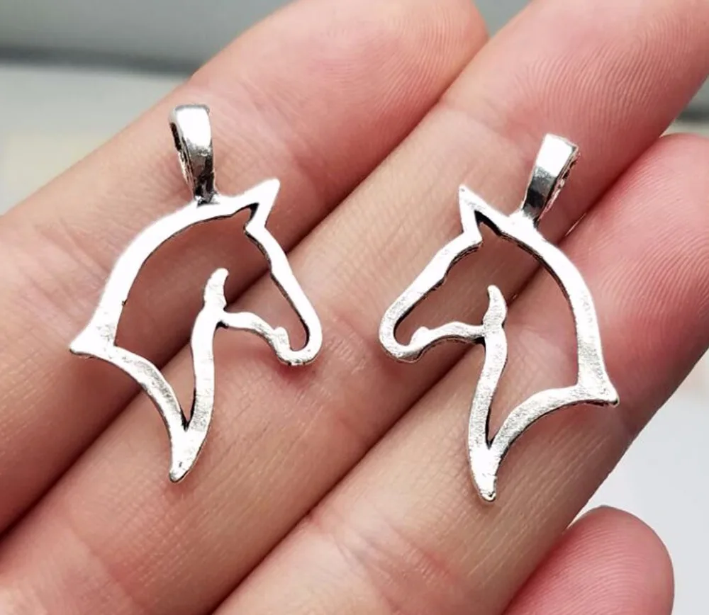 20 sztuk/partia-31x20mm głowa konia Charms Hollow wisiorki materiały dla majsterkowiczów tworzenia biżuterii znalezienie akcesoria