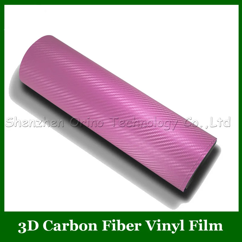 

High Quality Size:1.52*30m/Roll Pink 3D Carbon Fiber Vinyl Film Carbon Fibre Film With Air Free+1pcs Freely Film Scraper Tool