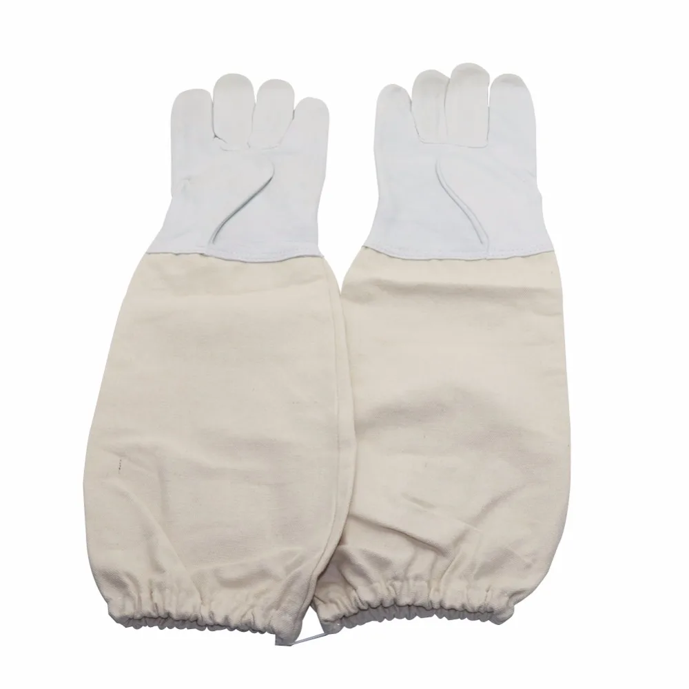 1 Pair Beekeeping Protective Gloves Goatskin Linen Long Sleeves Beekeeping Gloves Apiculture Beekeeper Protection Gear