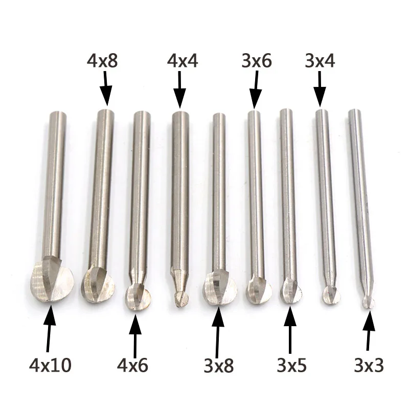 1pc 3-10mm White Steel Wood Milling Cutter Woodworking Root Carving Electric Tools Rotary Accessories Dremel Drilling Bit Carved