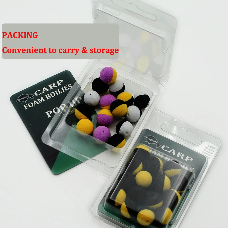 15szt Boilies Carp Fishing Bait Duo Foam Pop Up Boilies Ball Black & Yellow Imitation Bait for Carp Hair Zig Rig Feeder Fishing — zdjęcie 5