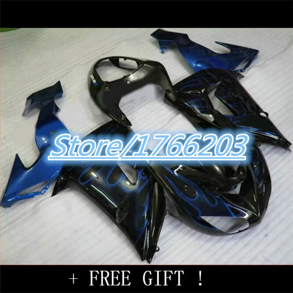 

Body For KAWASAKI NINJA ZX 10R 2006-2007 ZX-10R Blue flames ZX10R 10 R 2006 2007 06 07 Blue black Fairing Ning