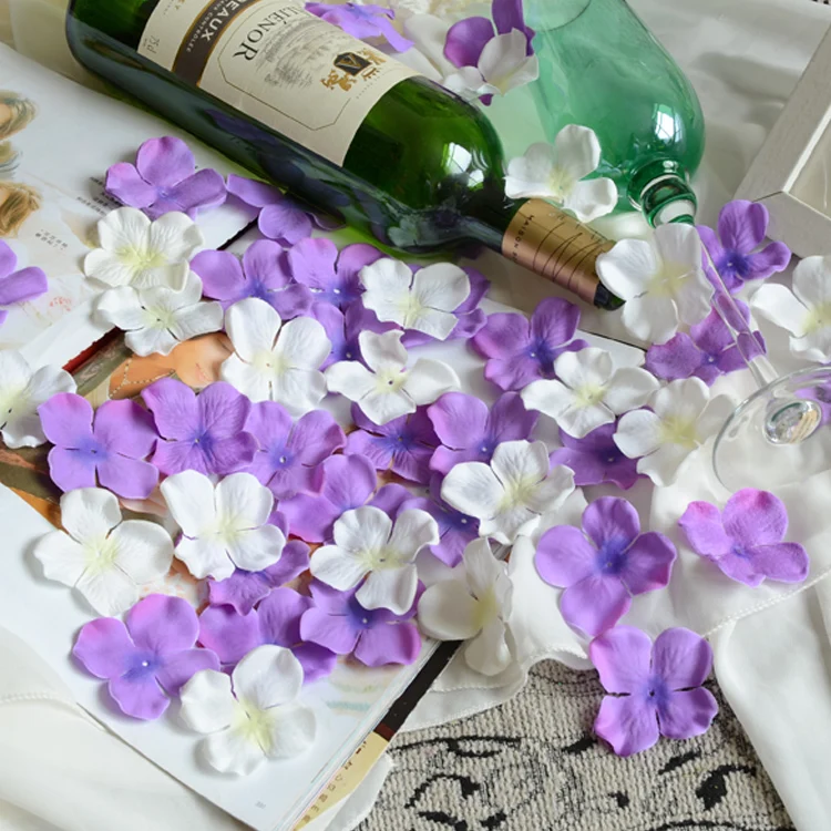 175pcs/lot artificial silk hydrangea flower petals Motif wedding Hand throwing flowers decorative hortensia wedding flowers