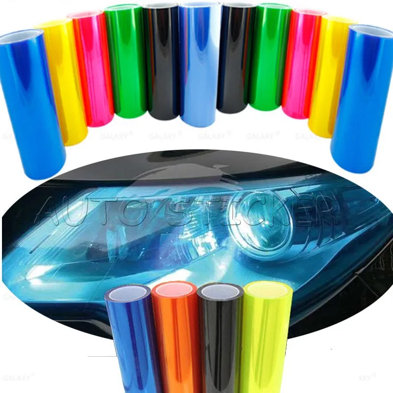 

10rolls/lot Car headlight film 12 Colors 40cm*10m Auto Light Headlight film Taillight Tint Vinyl Film Sticker Free Shipping