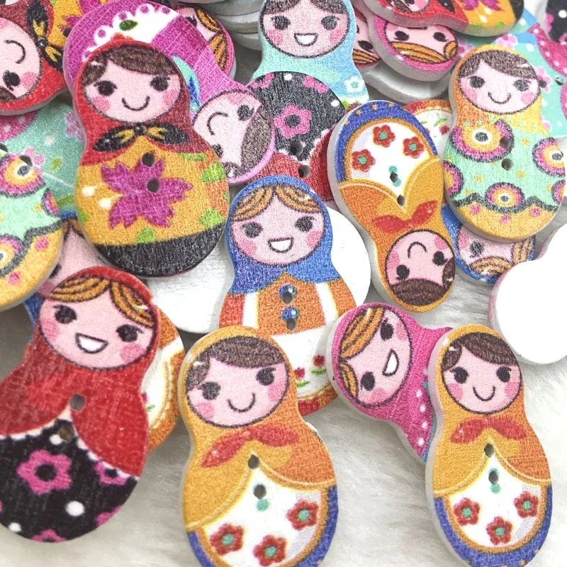 50pcs Mix Girl Doll Buttons Kid' Baby Sewing Craft Lots 30*19MM WB391