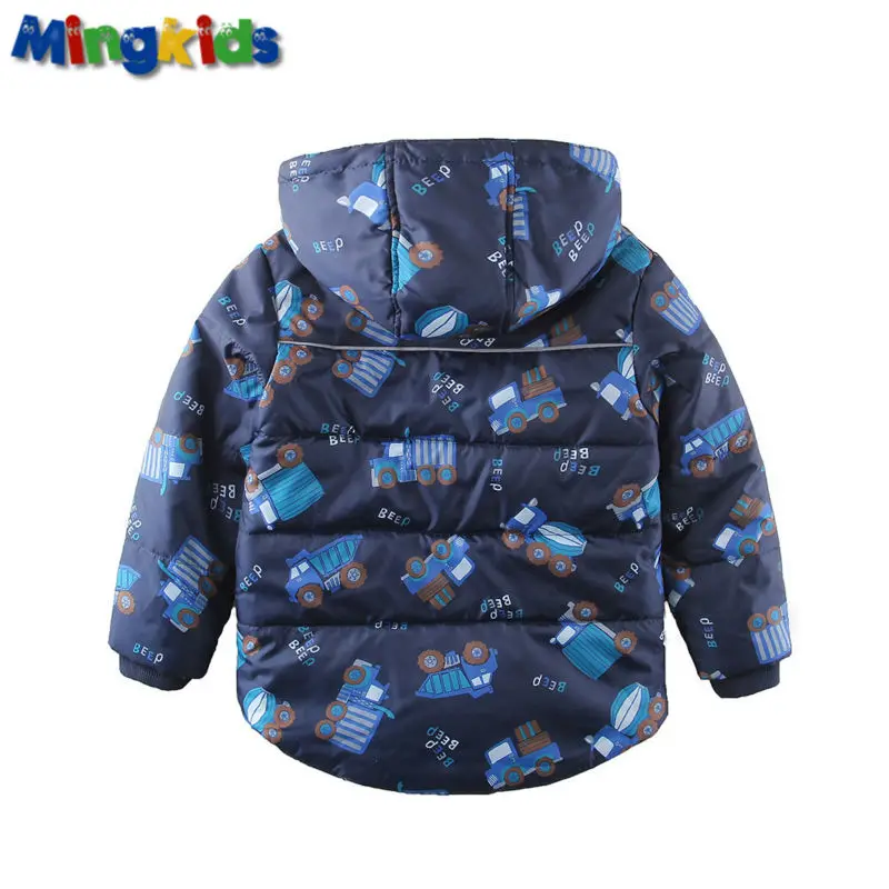 New arrival 2024 Warm padded insulated boys jacket 1-5 years old dinosaurs print and trucks   fleece inline