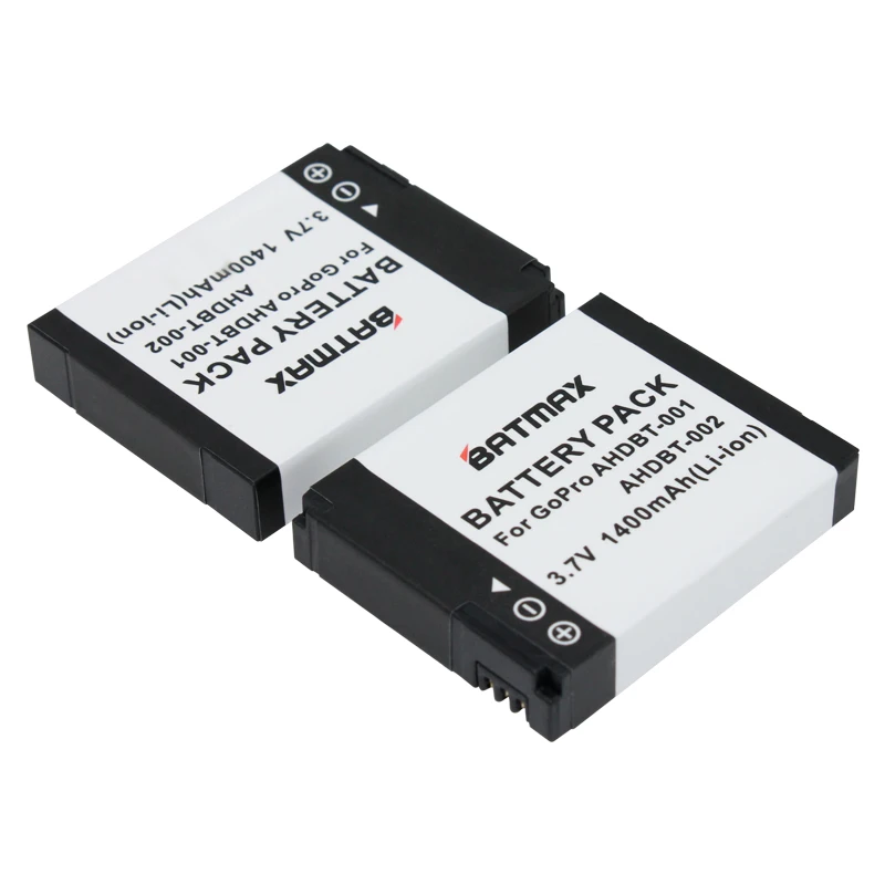 1400mAh Batteries (2-Pack) and Charger Kit  for GoPro HD HERO2 and GoPro AHDBT-001, AHDBT-002o Hero 2