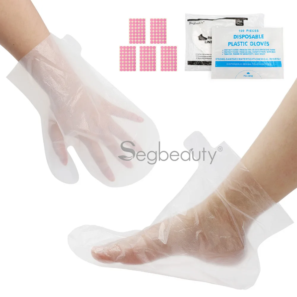 Segbeauty 200pcs Paraffin Bath Liners Clear Disposable Large and Thick Gloves and Booties Disposable Plastic Protectors Liners