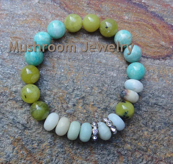 

Mix Stone Colors Stretch Beads Bracelet Pave Crystal Power Healing Bracelet Amazonite Labradorite Jade Bracelet