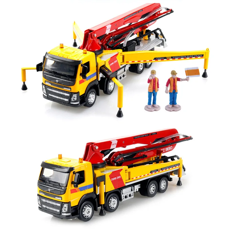 High imitation engineering concrete truck model,1:50 alloy concrete pump truck,Sound and light engineering vehicle,free shipping