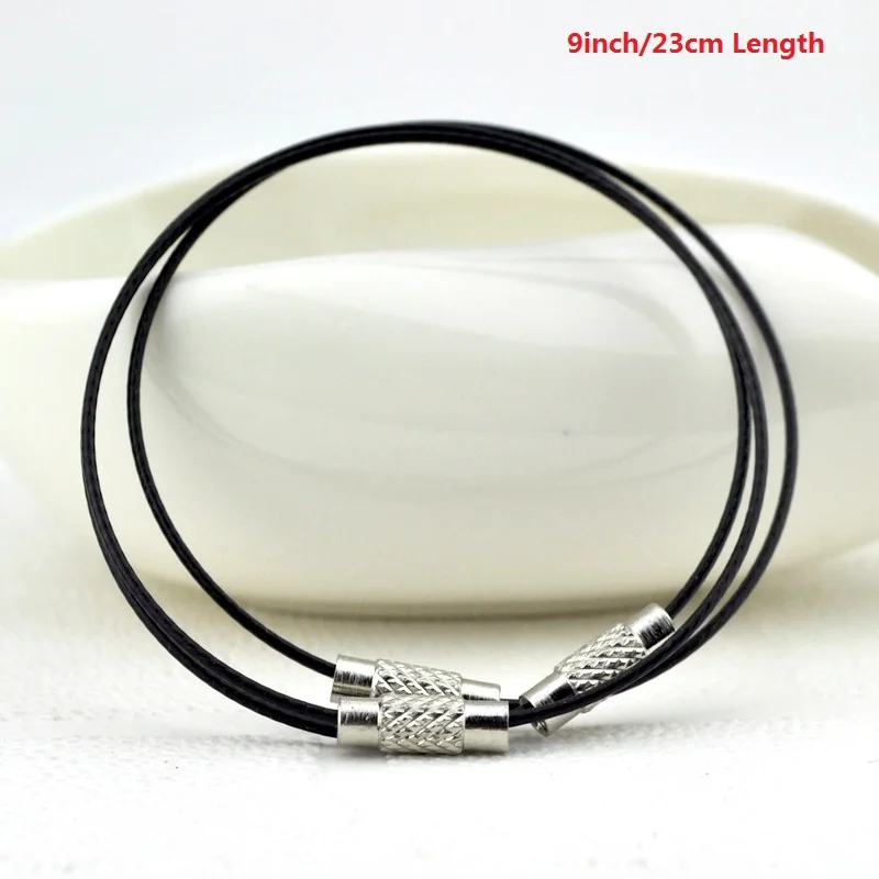 10pcs/lot 9 Inch Silver 1MM Steel Wire Cable Chain Bracelet Cord Screw Clasps Bracelets DIY Circle Jewelry Making Findings
