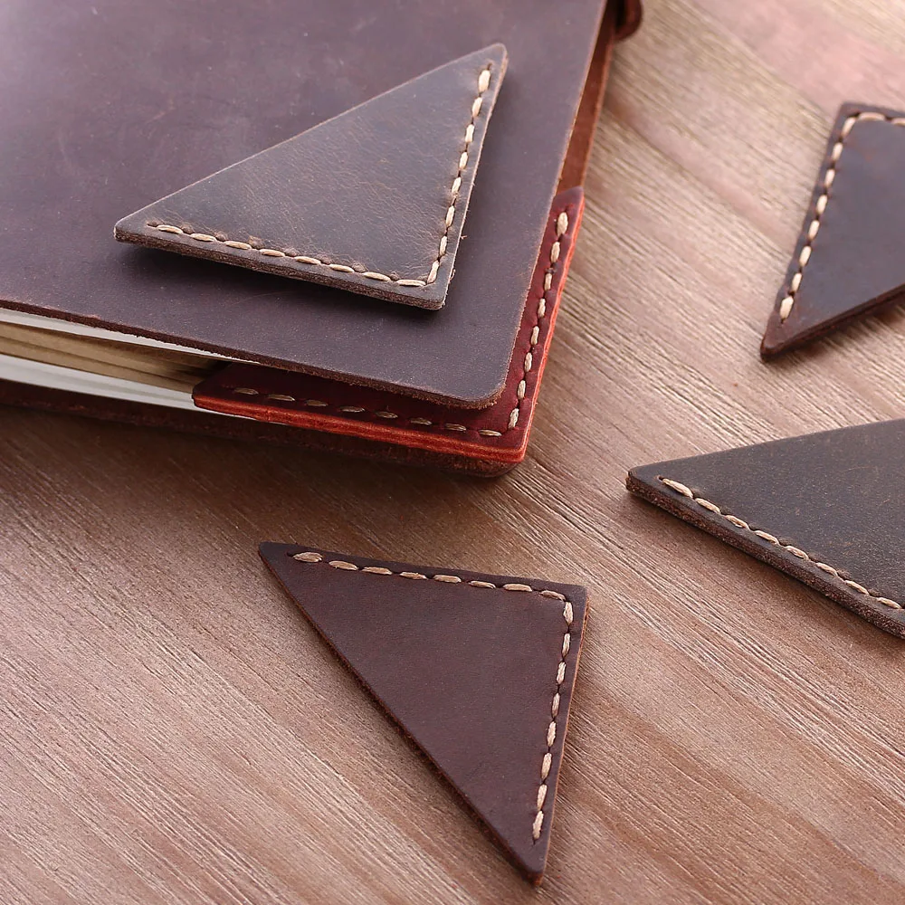 2 Pack Vintage bookmarks for books,  Genuine Leather corner page marker, Handmade Memo Stationery gift School supplies