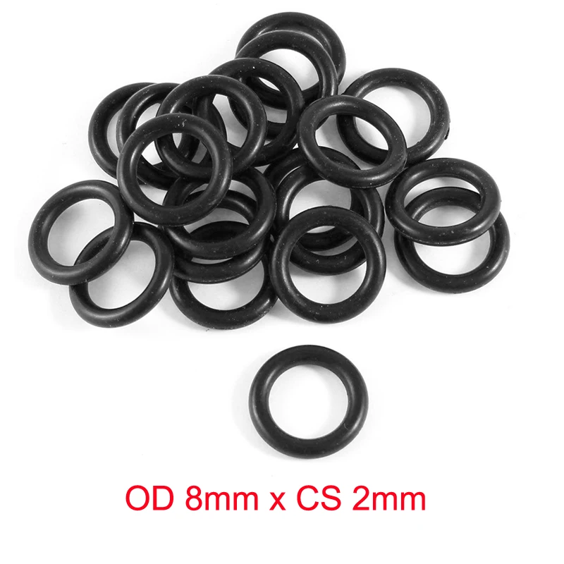 

OD 8mm x CS 2mm NBR Nitrile Black O Rings Oil Seals Gaskets