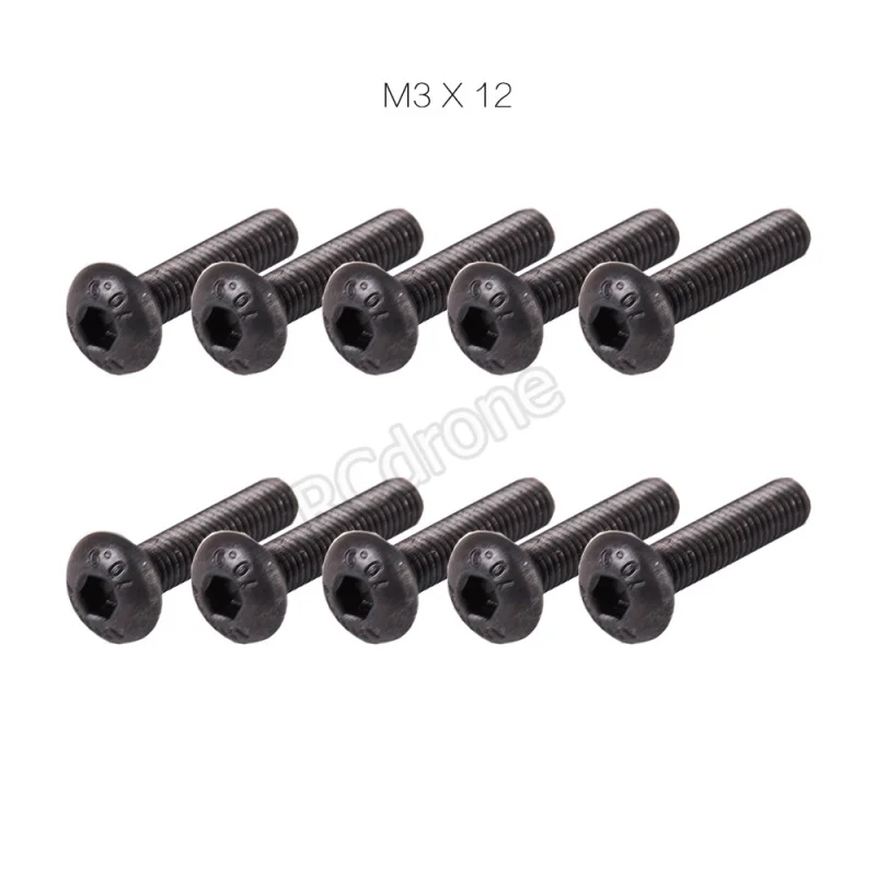 50pcs/lot YFS Black M3*10mm 12.9 Grade M3 Hexa Socket head cap screws SHCS for FPV Frame Quadcopter kit RC Model