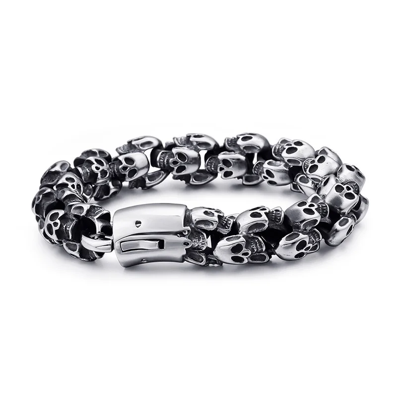 Stainless steel jewelry Domineering exaggerated personality punk skull titanium steel men's bracelet