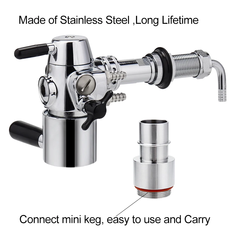 No-foam Bottle Filler With Keg Adapter For Beer Keg Mini Growler Stainless Steel Mini Keg Defoamer 3.6L/5L/10L Beer Brewing Tool