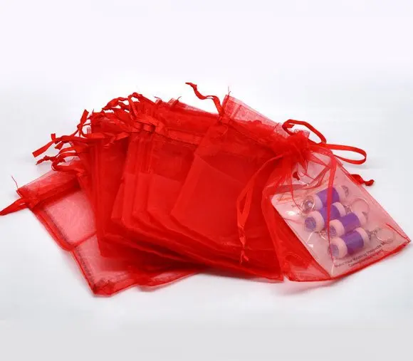 

Free shiipng!!!!500pcs/lot Red Organza Wedding Gift Bags&Pouche 9x7cm