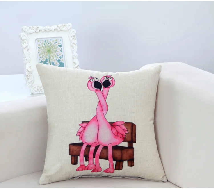 Square Cute Funny Pillow Flamingos cushion household linen pillow cushion without fillings