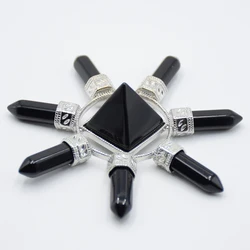 New Women Men Chakra 7 Point Direction Reiki Stone Pyramid Black Onyx Energy Generator Healing Meditation Spiritual Pendulum