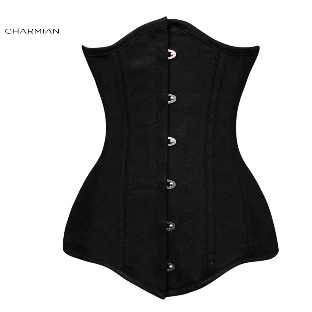 Charmian Women Underbust corsetto 26 broccato disossato in acciaio Torso lungo Plus Size allenamento in vita Cincher clessidra Body Shaper corsetti