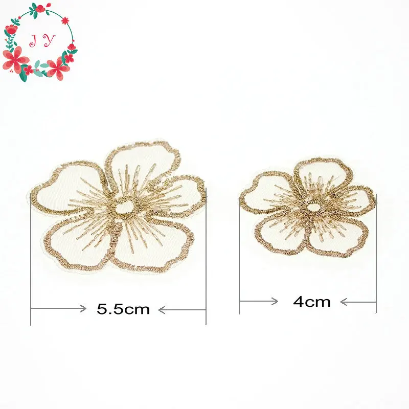 20PCS/lot Embroidery Mesh Five Petals Flower Applique 5.5/4cm Translucent Single layer for Garment Embellishment,DIY project