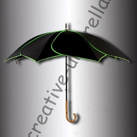 

Manual Lotus leaf umbrellas,100%sunscreen,formosa,black coating,long parasol,UV protecting,rotate fluorescent green piping