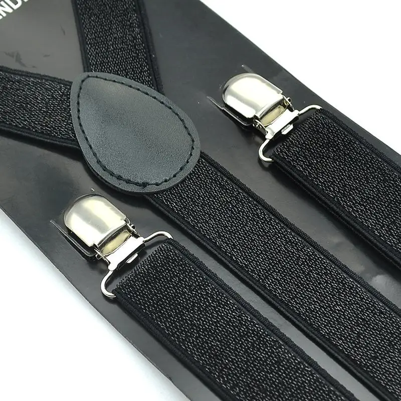 Fashion 1 inch Women Men Unisex Clip-on Braces Elastic Slim Suspender 17 Colors Glitter Classic Y-back Suspenders Brace Strap