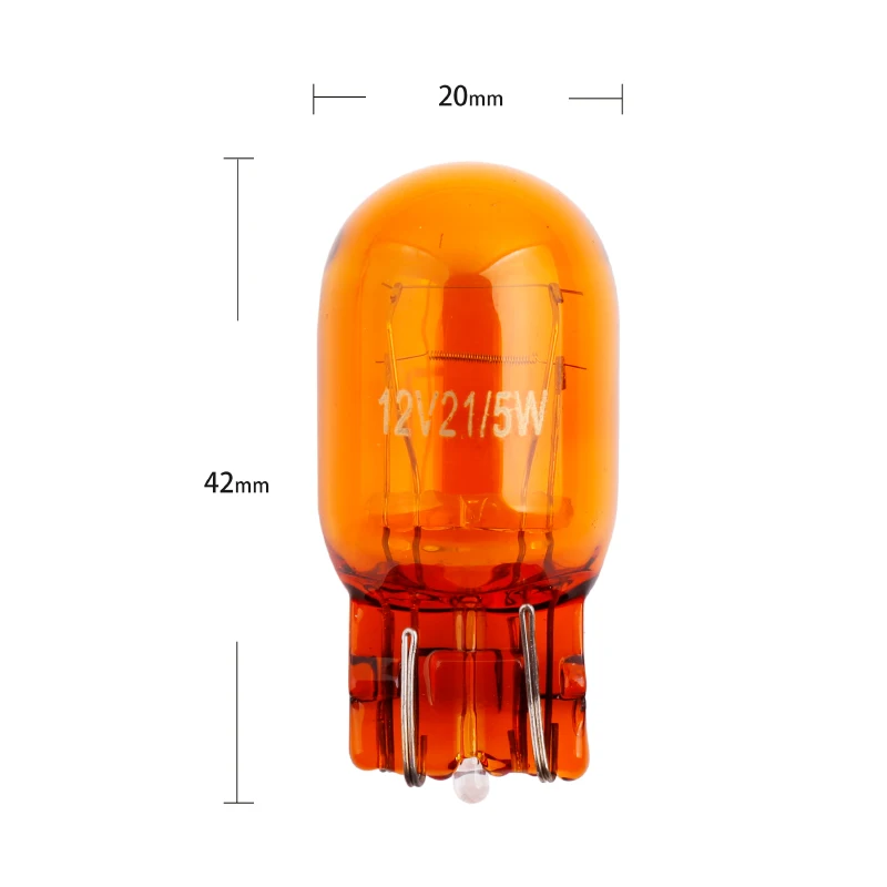 Car T20 7440 7443 21/5W Natural Amber Glass halogen lamps WY21W W21W Brake Bulbs Stop Light Side light Turn Signal Lamp 12v