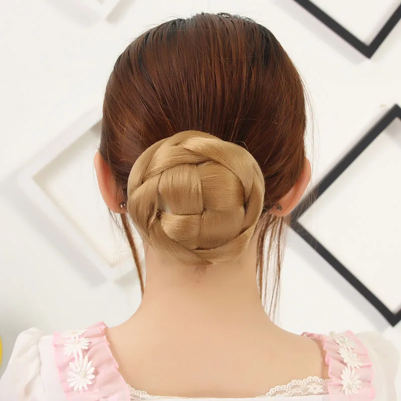 Jeedou Braided Chignon Synthetic Hair Multi-tiered braids Hair Bun Pad 10*6cm 60g Round Hairpiece Elegant Vintage Updos