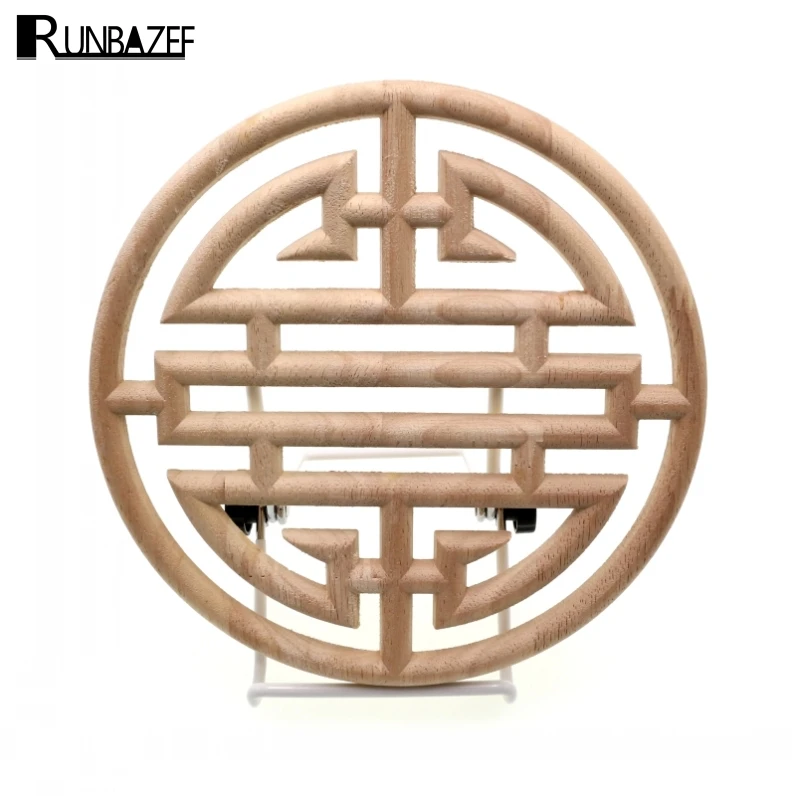 RUNBAZEF-Aplique tallado de madera de estilo chino, calcomanía de tallado de madera, marco de puerta de gabinete de muebles, artesanía de decoración