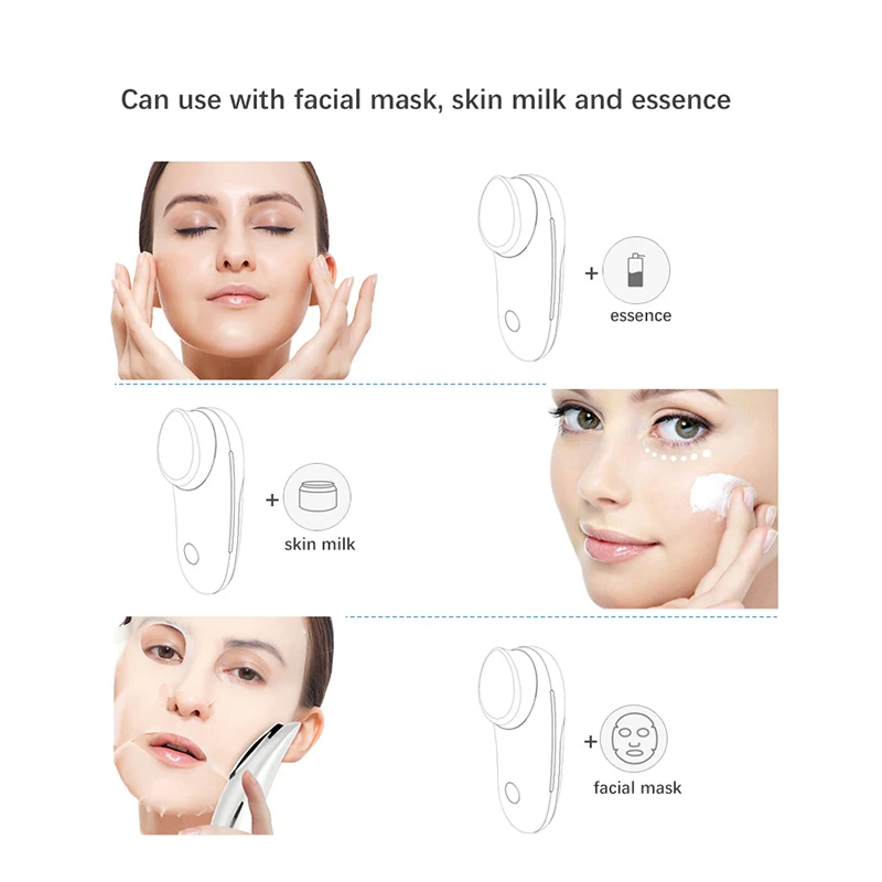 Mini Sonic Facial Massage Wireless Electric SPA Beauty Instrument  Device Ionic Infusion Face Vibration Deep Cleansing