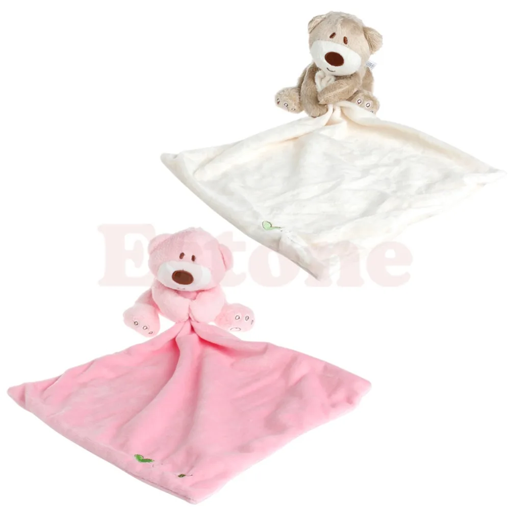 Top Quality Bear Baby Kids Appease Towel Comforter Plush Stuffed Washable Blanket Soft Smooth Toy( pink/hot pink randomly)