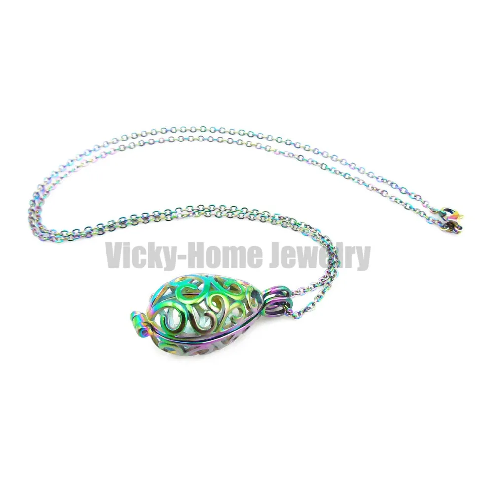 Chains as Gift! 31mm*11mm*12mm Heart Steel Oval Essential Oils Cage Diffuser Perfume Aroma Locket 316L Stainless Steel