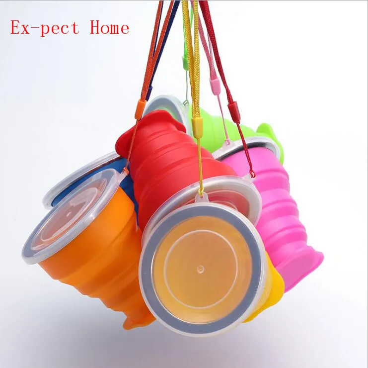 240ml Vogue Portable Collapsible Travel Coffee Tea Cups Silicone Outdoor Camping Cup Folding Retractable fold Water Cup